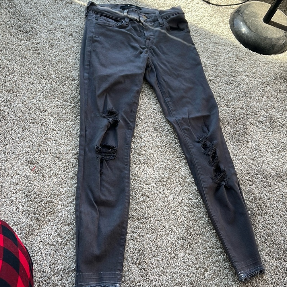 J brand distressed grey skinny jeans 24